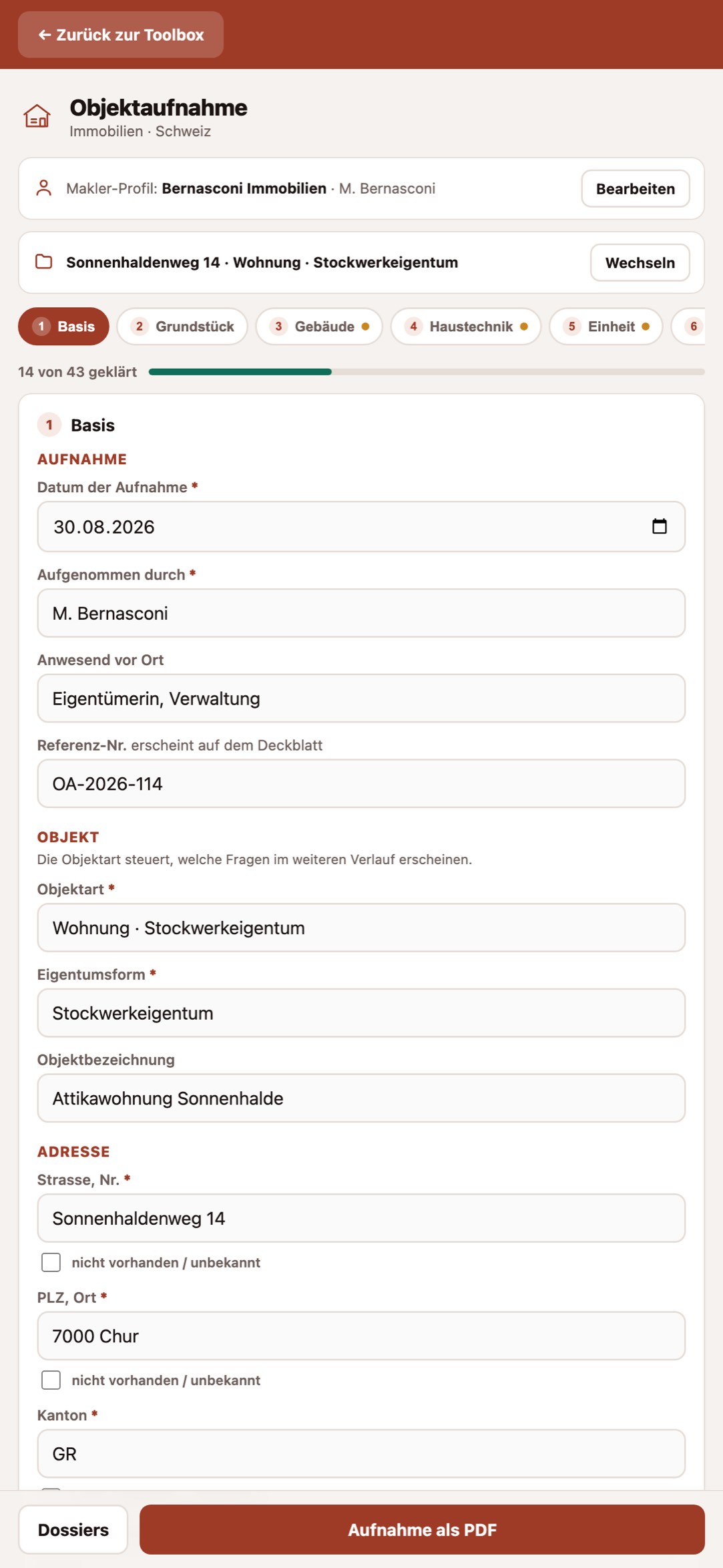 Objektaufnahme auf dem iPhone in der Makler Toolbox